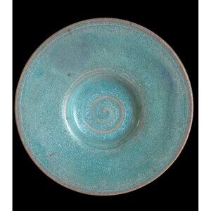 Handmade Turquoise Ceramic Bowl With Kk Makers Mark 5 Inches Diameter Wheel Thro